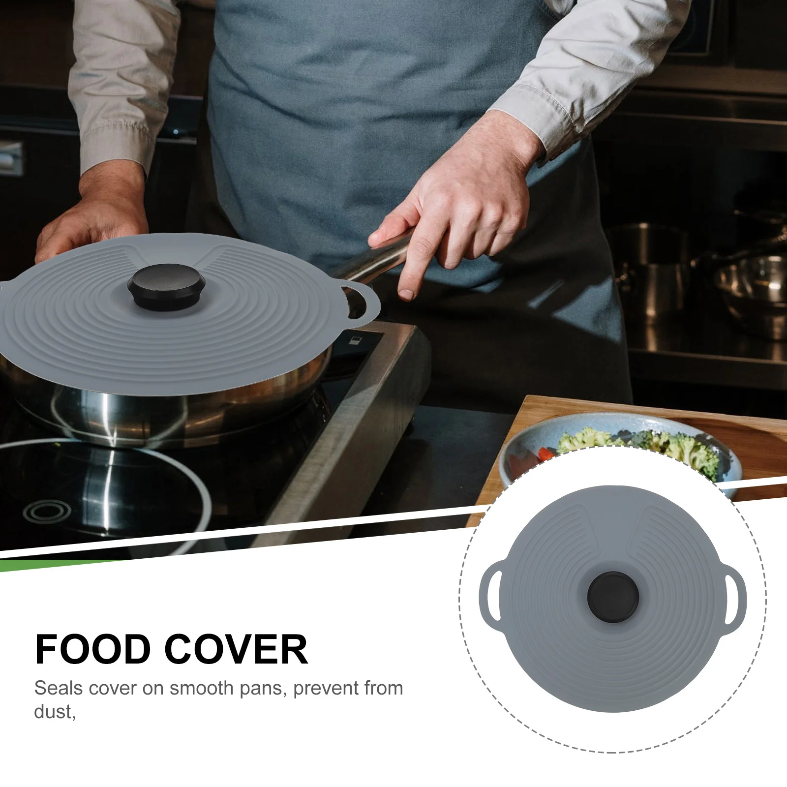

1pc Silicone Pot Lid Airtight Reusable Food Cover For Pan Container Leak Proof Dust Resistant Heat Insulating Easy Clean