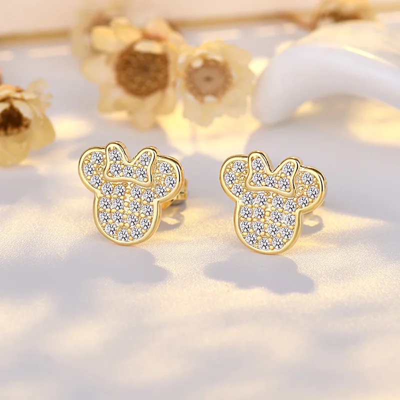 Disney Minnie Stud Earrings for Women Cute Cartoon Anime Mickey Mouse Accessories Girls Jewelry Friends Christmas Birthday Gifts