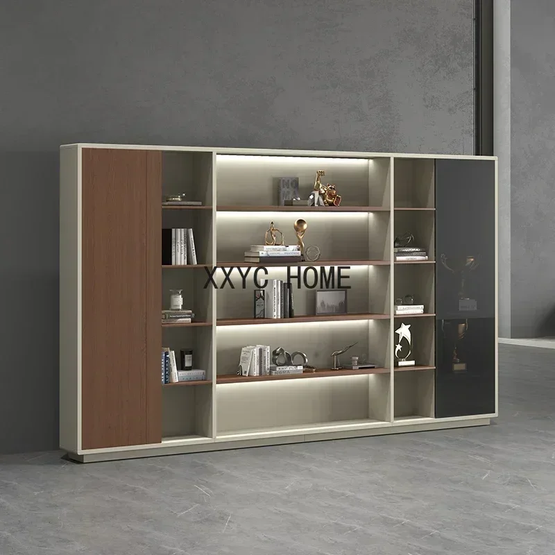 Simple Modern Bookcase Office Furniture Document Cabinet Locker Background Cabinet Wood Grain