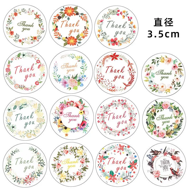 

10 Sheets 21pcs 3.5cm Round Thank You Printed PVC Stickers DIY Party Gift Bag Box Decoration Baking Packaging Sealing
