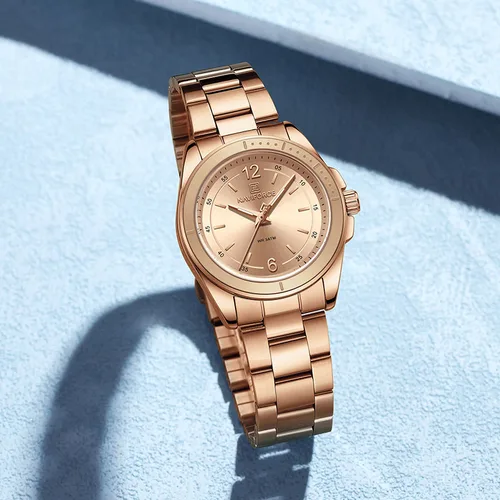 NAVIFORC, relojes de moda para Mujer, Reloj de pulsera de cuarzo de acero inoxidable para Mujer, Reloj elegante Simple resistente al agua para Mujer, Reloj para Mujer