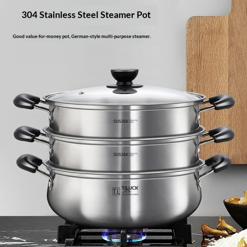 

Электрическая пароварка из нержавеющей стали, многоуровневый штабелируемый цифровой таймер, здоровое приготовление овощей, морепродуктов, димсам, пароварка