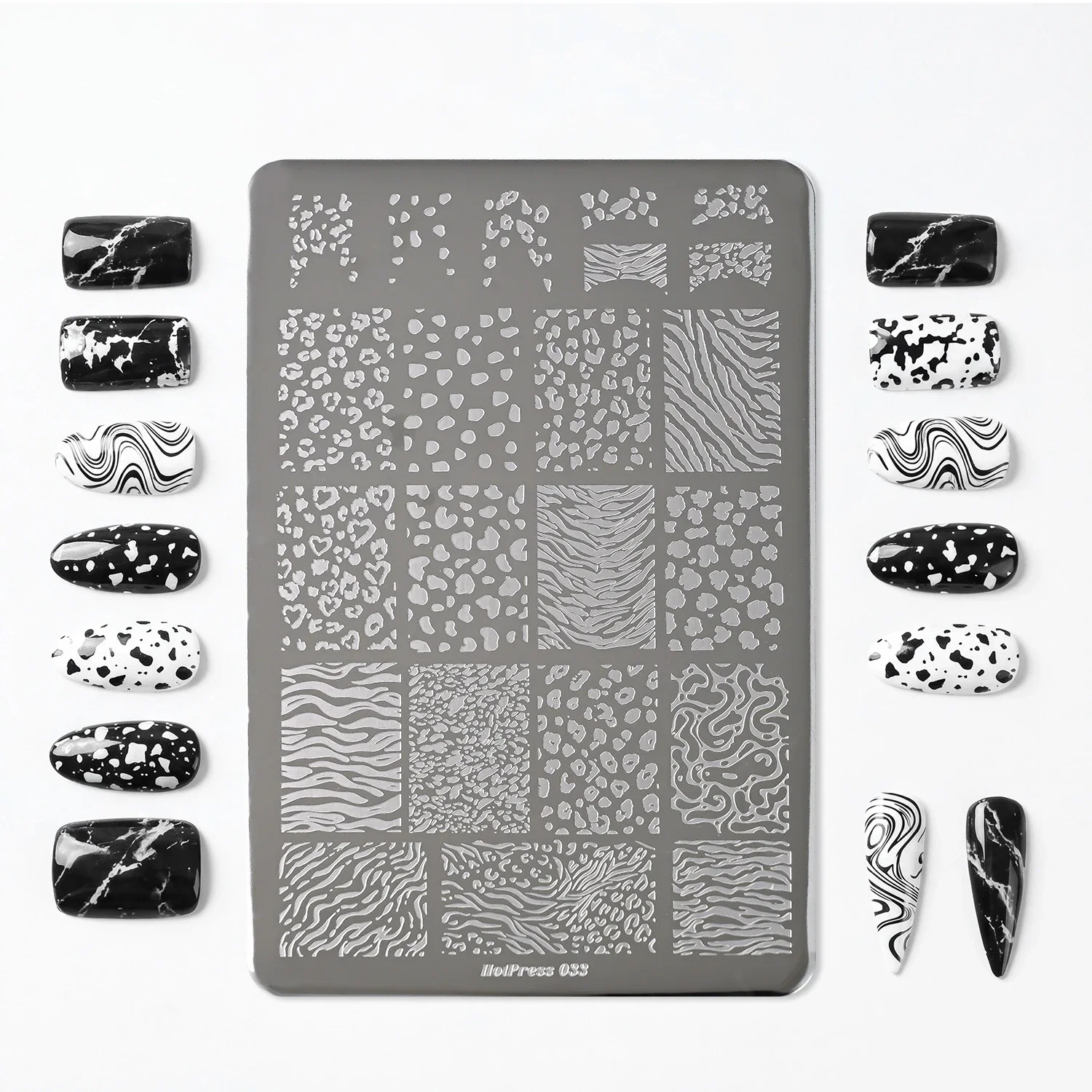 15cm Reusable Leopard Print Nail Stamping Plate Stainless Steel Animal Skin Texture Nail Template Manicure Print Stencil for DIY