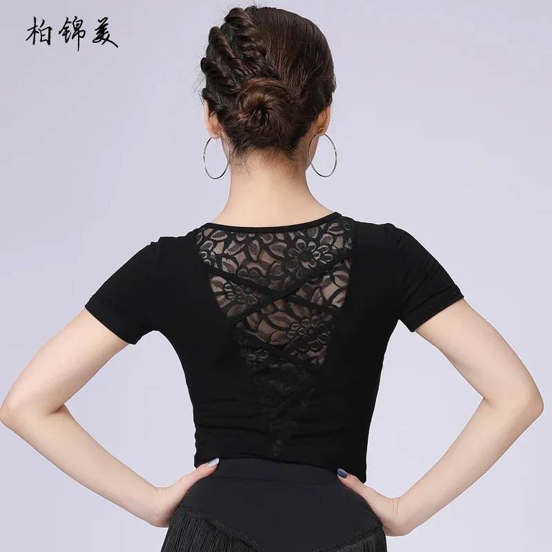 

Latin dance shirt female adult clothing new short-sleeved new performance competition modern dance national standard training su