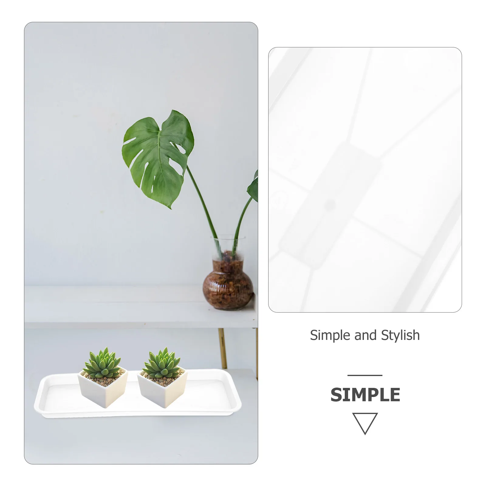 

10pcs Plastic Plant Saucer Rectangular Flowerpot Trays PP Material Prevent Water Flow Planter Accessories