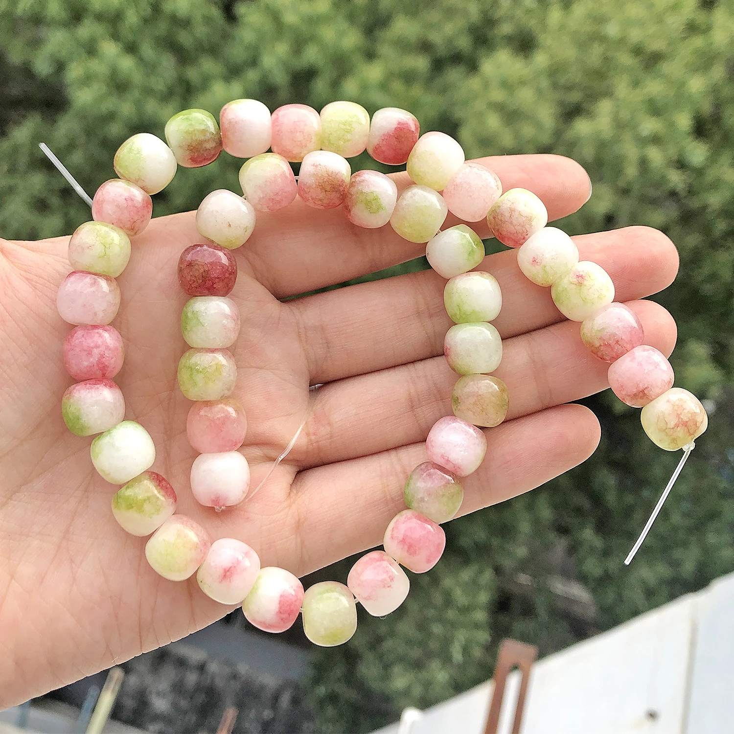 40pcs 9.5x8mm Nature Barrel Shape Stone Beads Rose Quartz Jade Spacer Beads for Jewelry Making DIY Handmade Bracelets Accessory