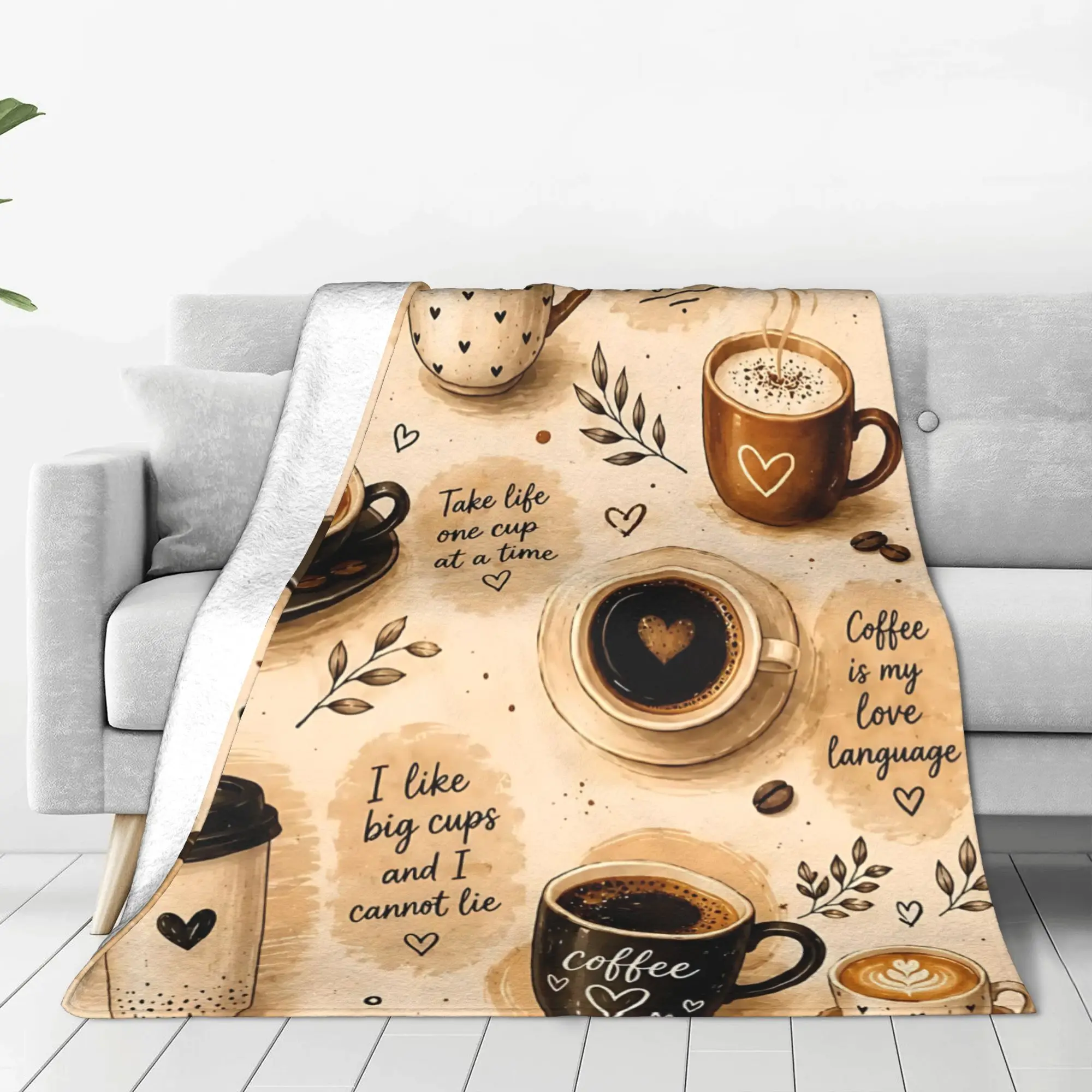 1PC Coffee Aesthetics and Vibes Daily social Winter Blankets for Adults Bedding Home Interior Sofa Knee Black Friday Deals