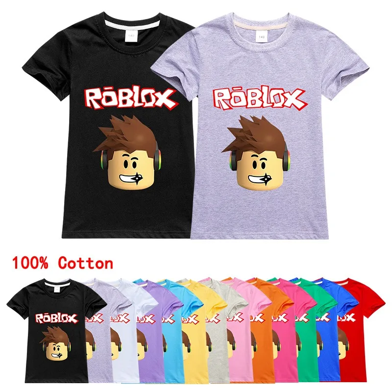 

New Game Roblox Summer T Shirt Girl Boy Summer Clothes Baby Cotton Tee Shirts Print Short Sleeve Kid Tops Toddler Anime Tees