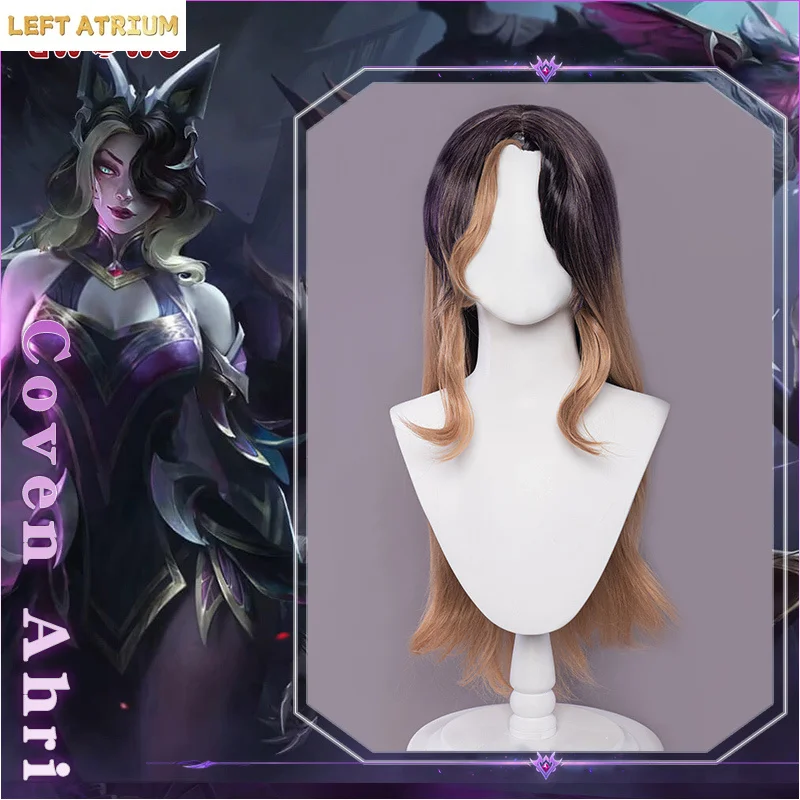 

UWOWO Coven Ahri Cosplay Wig Game League of Legend Cosplay Ahri Wig Witch Halloween Hair 75cm Purple Linen Hair