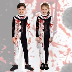 Halloween Kinder Cosplay Kostüm Blut Horror 3D-Druck Phantasie Verkleidung tragen Bodysuit Catsuit Party Karneval Overall Kleidung