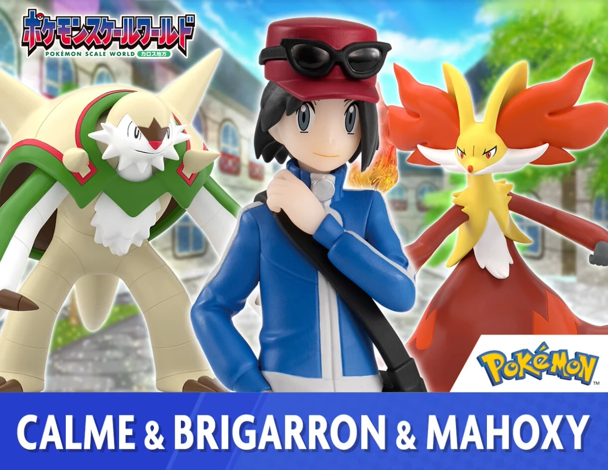 

Original BANDAI Pokemon SCALE WORLD Delphox Calem Chesnaught PVC Anime Figures Action Figure Model Toys