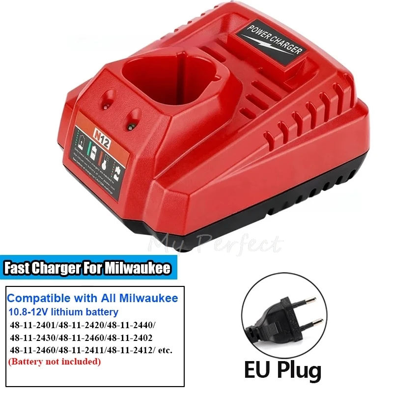 เครื่องชาร์จแบตเตอรี่สำหรับมิลวอกี M12 N12 แบตเตอรี่ลิเธียมไอออน 3A ชาร์จเร็ว เปลี่ยนอุปกรณ์ชาร์จเร็ว อุปกรณ์เสริมทดแทน