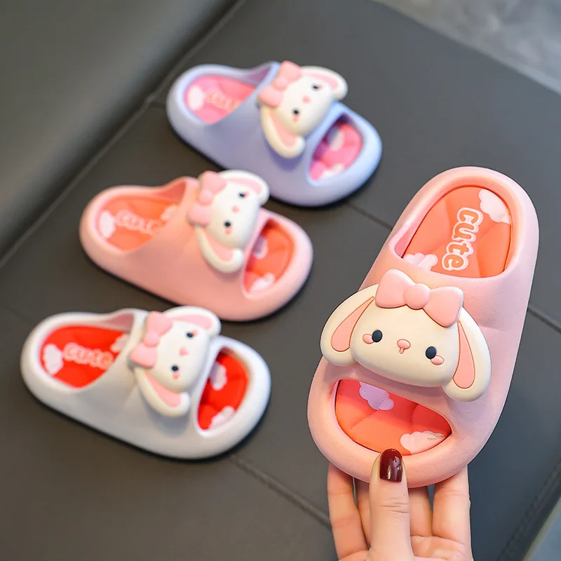 슬리퍼 Kid Slippers for Girl Thick Sole Home Shoes Summer New Flip-flops EVA Soft Non-slip Slippers Cute Cartoon Kids Shoe Pantufa