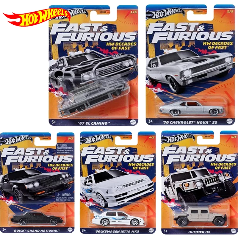 Original Hot Wheels Premium HW Decades of Fast Car Fast & Furious Buick Hummer Volkswagen Camino Metal Toys for Boy Nova Vehicle