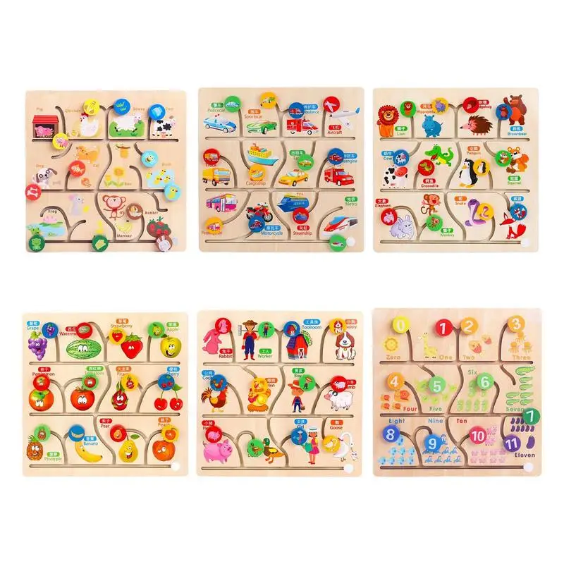 

Wooden Maze Slide Puzzle Learning Toy With Cartoon Pattern Montessori Educational Learning Activities Brain Teaser Gift For Kids