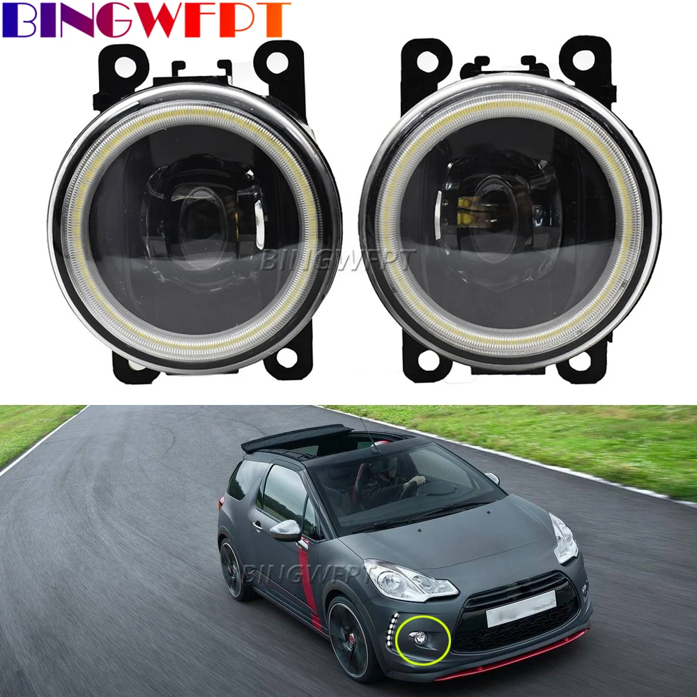 NEW 1Pair LED Round Angel Eye Fog Lights For Citroen DS3 2011-2015 For Peugeot 307 Hatchback 3A 3C 2000-2008 Headlight Fog Lamp