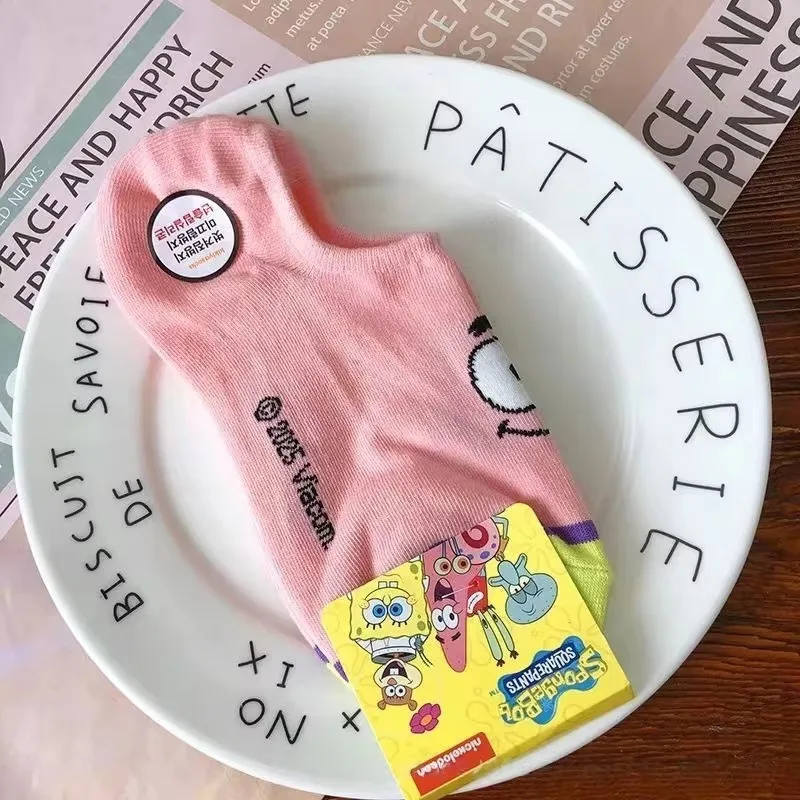 Unisex Atmungsaktive Baumwollsocken Lustige Gelbe Quadratische Schwammförmige Socken mit Cartoon-Anime-Charakteren Niedliche Unsichtbare Knöchelsocken – Detail 5