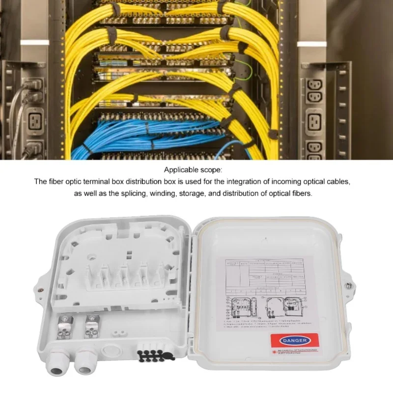 8 Core Fiber Distribution Box ABS Wall Mounted Fiber Optic Terminal Box For Indoor Outdoor Use