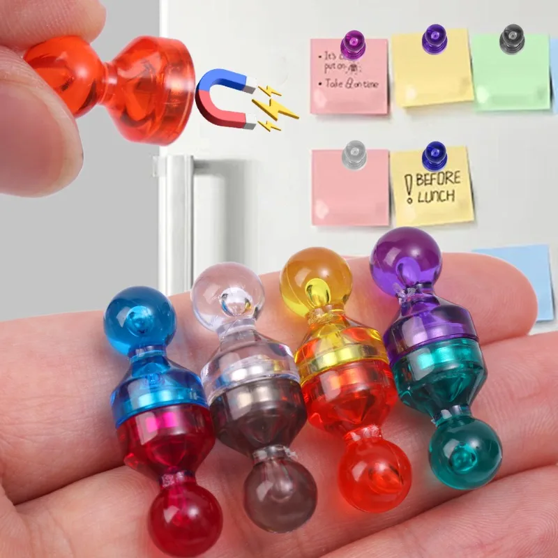 Colorful Magnetic Pushpins Mini Transparent Strong Magnet Thumbtacks Whiteboard Fridge Push Pin Sticker School Office Supplies