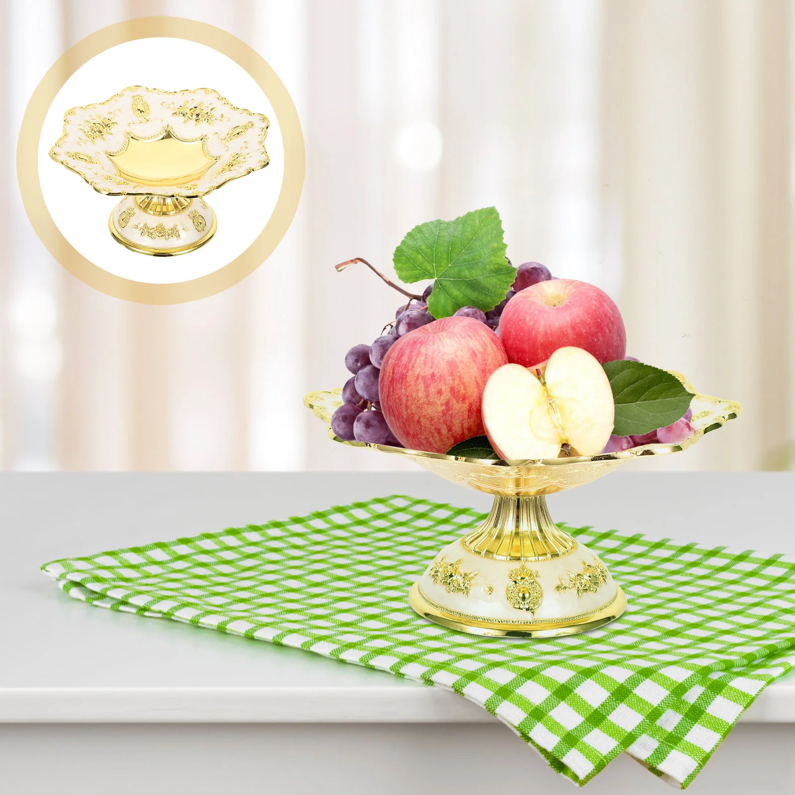 

Premium Embossed Zinc Alloy Fruit Tray European Style Decorative Candy Snack Dessert Serving Plate Party Food Display Tray