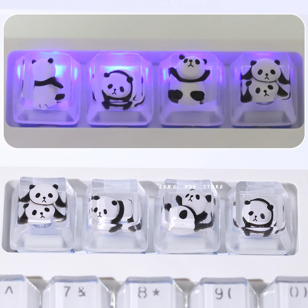 

Resin Panda Keycaps Three-dimensional Personality Cute Backlit Keycap OEM Profile for Cross Switch Mechanical Keyboard Keycap