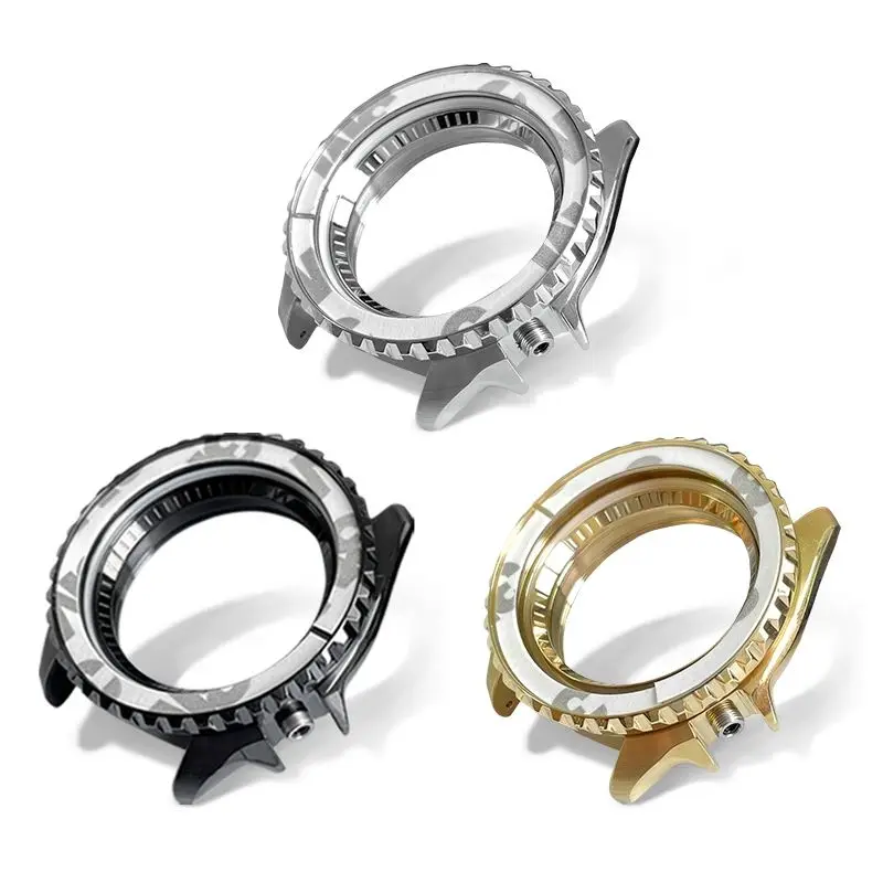 الفولاذ المقاوم للصدأ علبة ساعة ل NH35 NH36 حركة SKX007 SRPD مصقول لامعة وزارة الدفاع أجزاء مع الفصل حلقة تاج طوقا