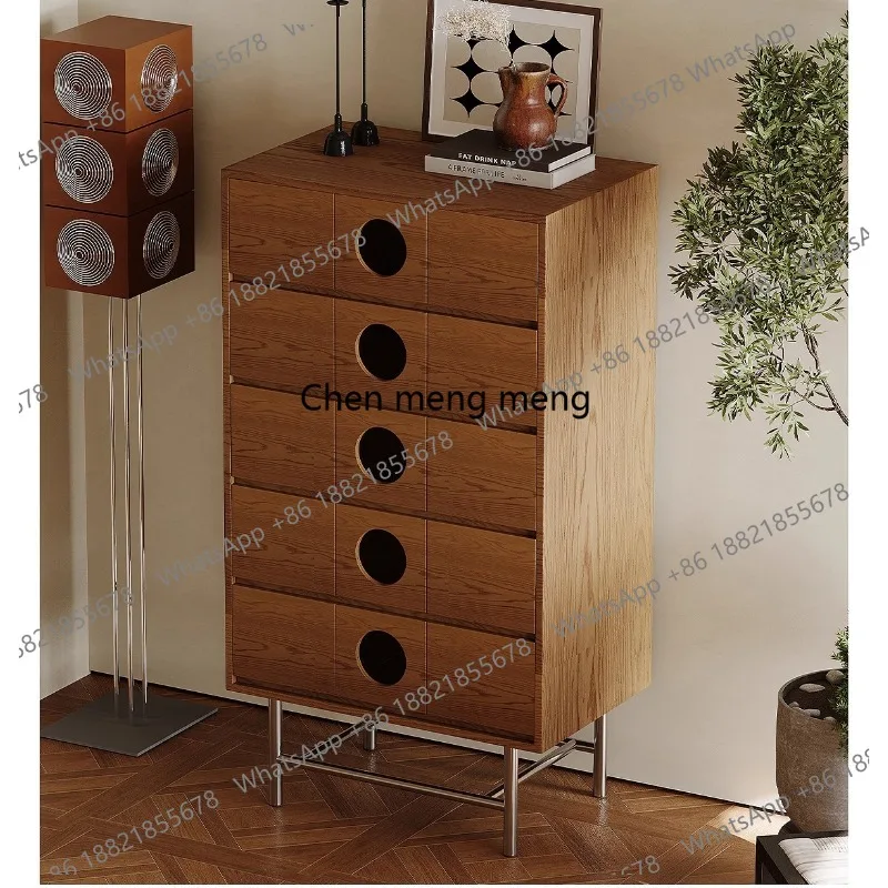 

Medieval solid wood five bucket TV side cabinet storage cabinet living room drawer cabinet