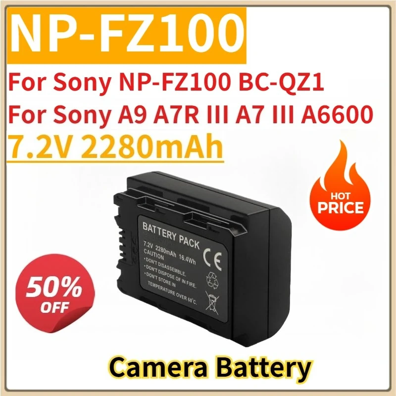 

New Replacement Camera Battery 7.2V 2280mAh NP-FZ100 for Sony NP-FZ100 BC-QZ1 Sony A9 A7R III A7 III A6600
