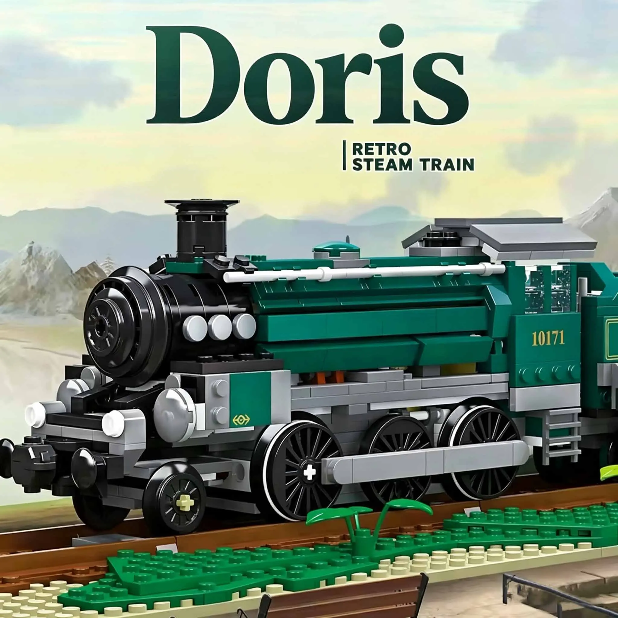 Technical ideas Retro Steam Locomotive Building Blocks Set, Vintage Green Train Model Kit MOC DIY Assembly Toy Gift  Adults