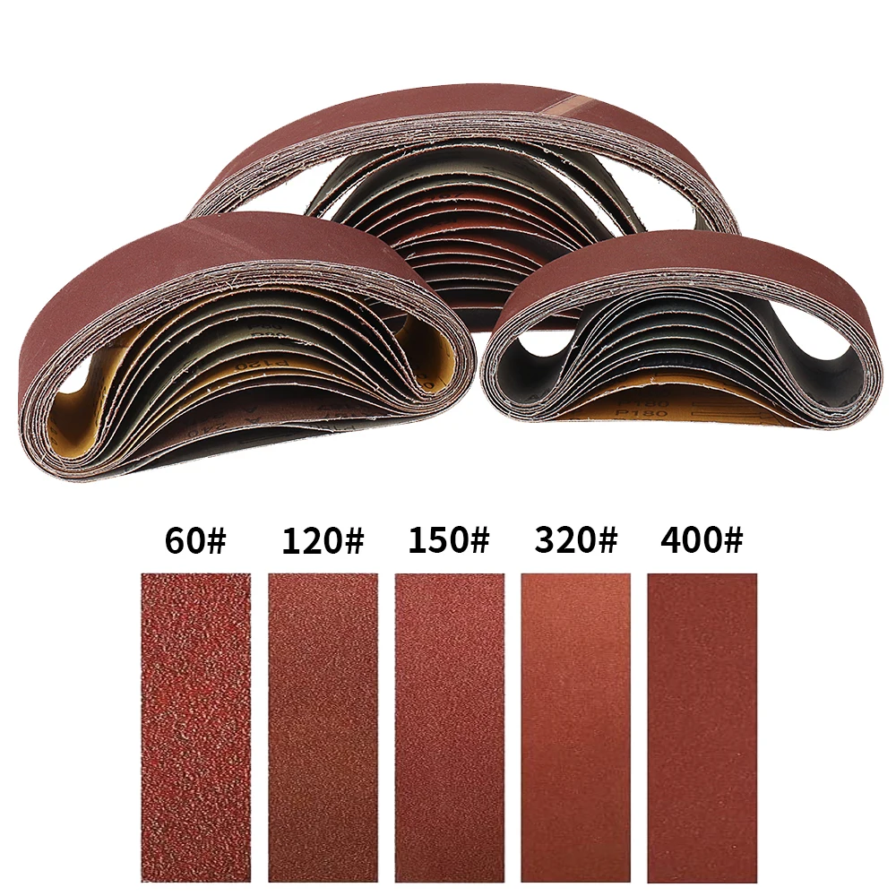 10pcs 75x533mm Sanding Belts Abrasive Bands for 3x21\'\' Sanders Belt Sander Abrasive Tools Woodworking Metal Polishing