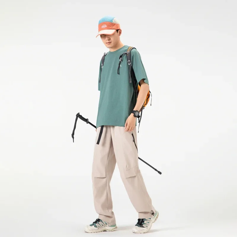 تصميم تقسم السراويل العمل في الهواء الطلق الرجال السراويل الطويلة، فضفاضة السراويل واسعة الساق السراويل الرياضية غير رسمية الساق المستقيمة