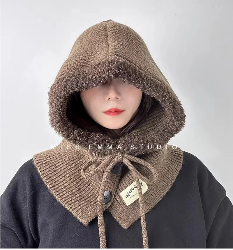 Modische Komfort-Sturmhaube, gestrickt, Wollmischungen, Pullover, Mütze, Halstuch-Set, Unisex, Winter-Halsmütze, Reisen, Radfahren, kältebeständig