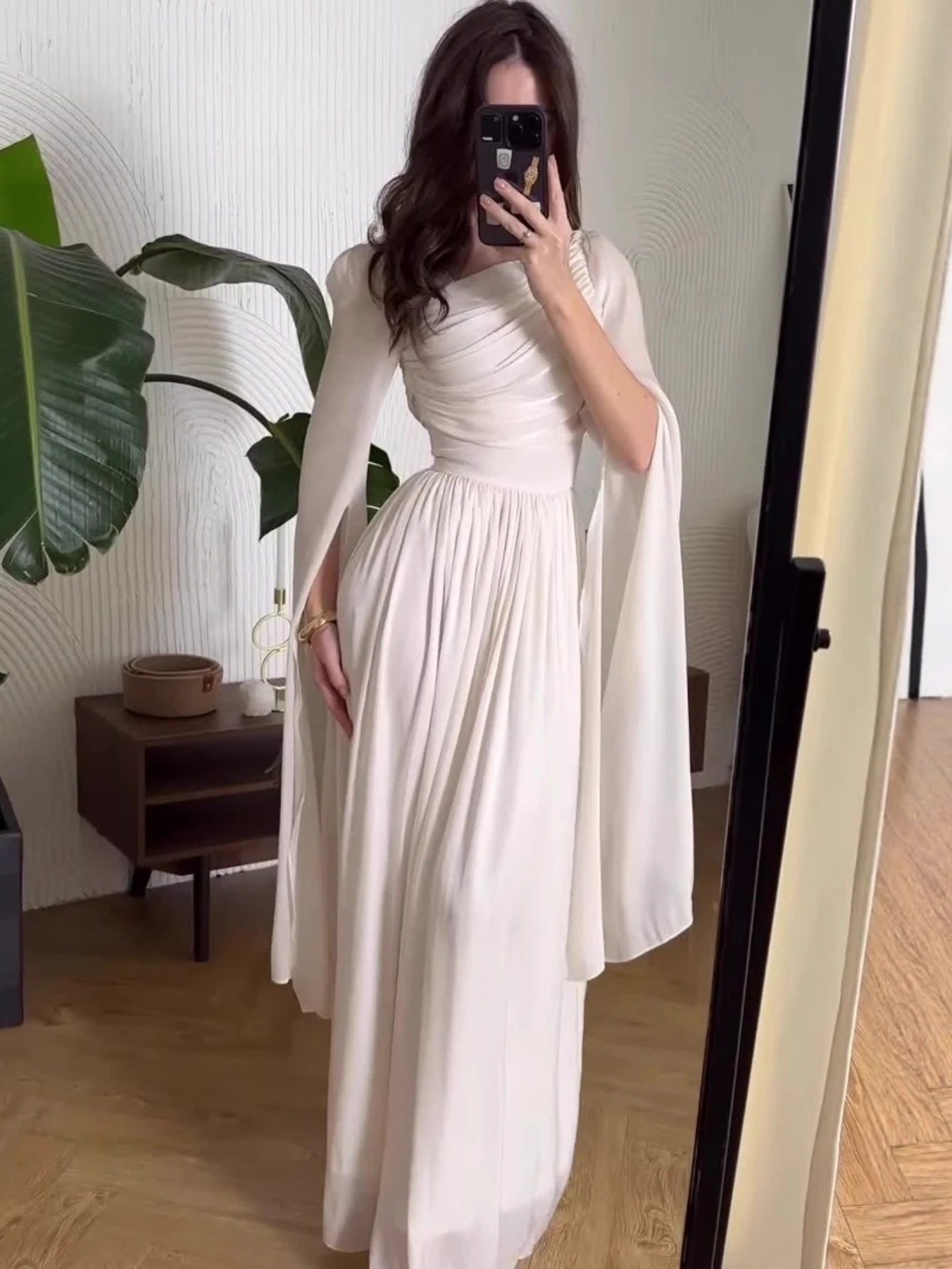 

European/American cross-border 2025 summer new retro elegant and luxurious long sleeved waist cinched long skirt dress for women