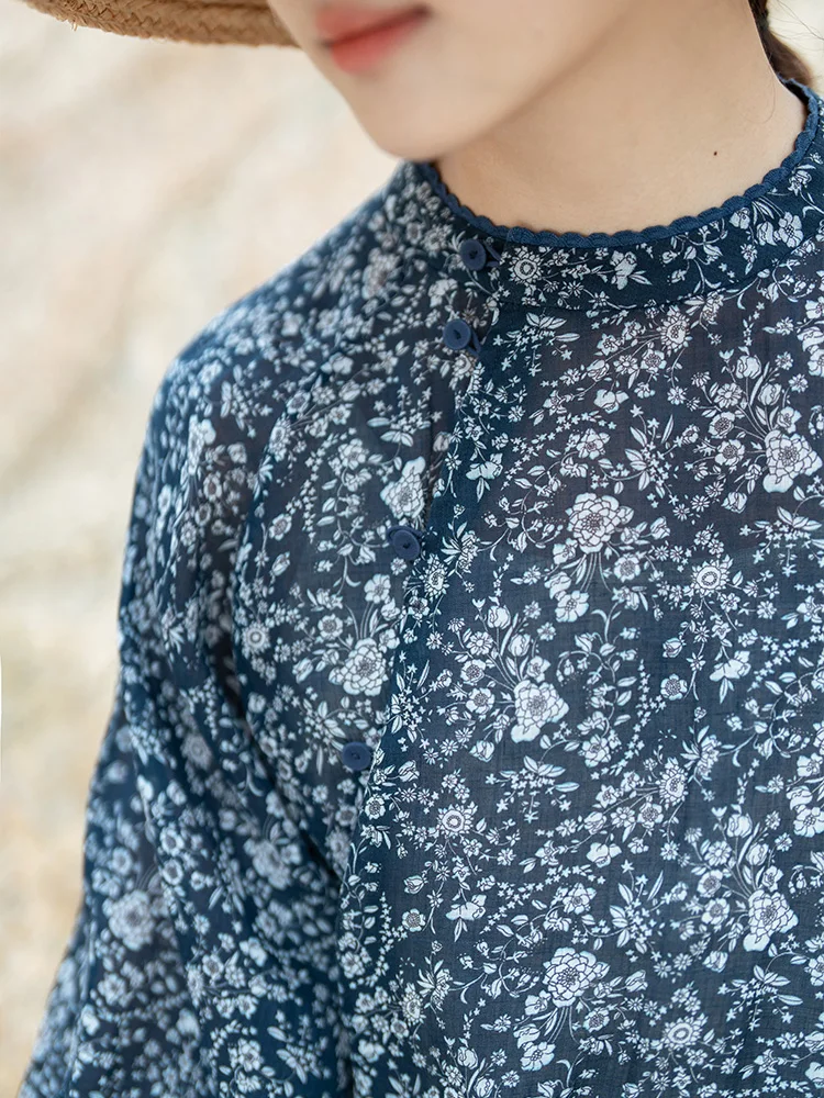 กระโปรงยาวผ้าไหมคุณภาพสูงลายดอกไม้เล็กๆ สไตล์จีน สำหรับผู้หญิง ใส่ทำงาน ดีไซน์ศิลปะ ทรงกลม รุ่น Ne ort Sl...