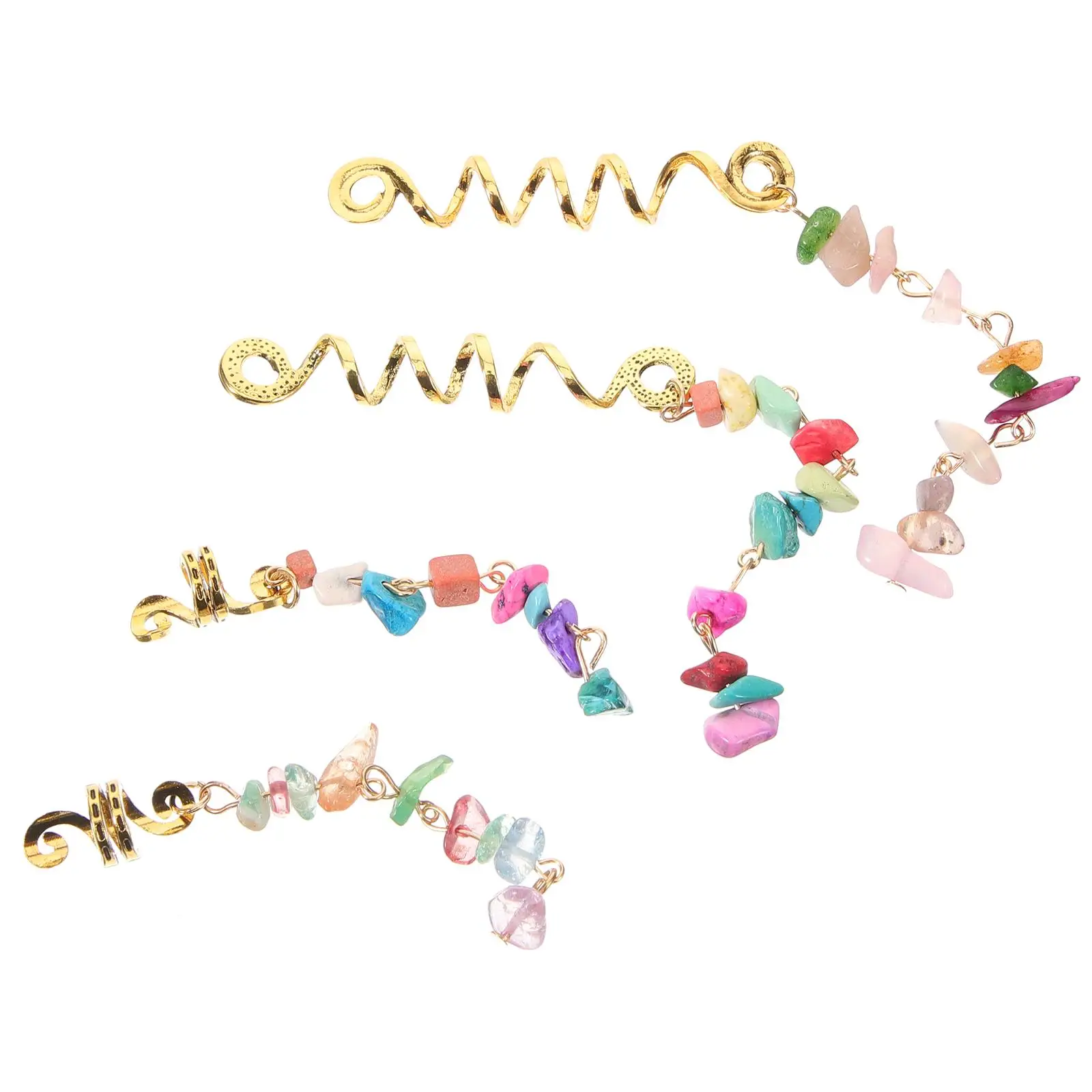 

4 шт., кольца для волос в этническом стиле, кулон из натурального камня, плетеные аксессуары для женщин и девочек, многоразовые подвески с дредами, бусины, ювелирные изделия