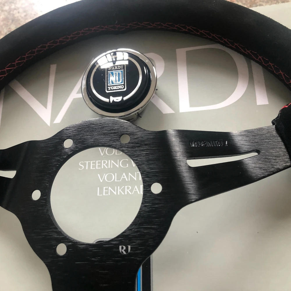 Nardi 14Inch Universal Racing Drift Nardi Steering Wheel Car ND Suede Leather JDM Steering Wheel Volantes For HONDA BMW TOYOTA