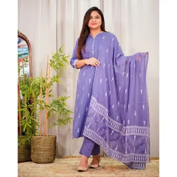 Lila pakistani sche Frauen indische handgemachte Baumwolle Salwar Anzug Kurta Geschenk Kleid Set