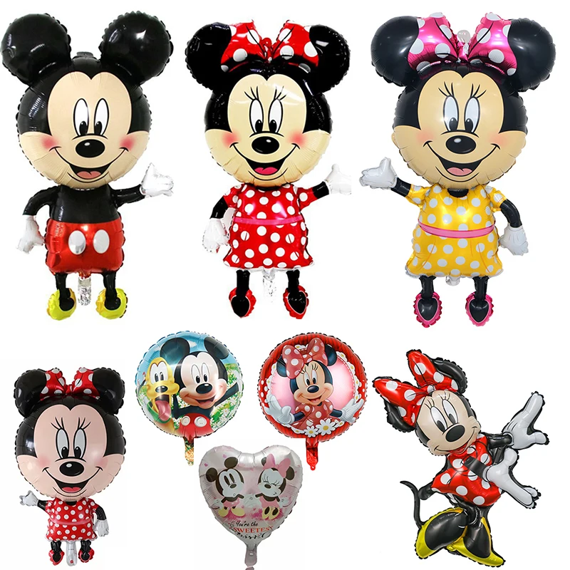 Disney Anime Mickey Mouse Metallic Balloons Kawaii Minnie Heart Shaped Balloons Cartoon Decorations Children's Birthday Party