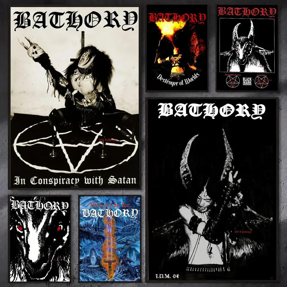 B-Bathory Quorthon Rock Band Poster Waterproof Sticky Wall Art Print For Bedroom Living Room Hallway Bar Home Decor
