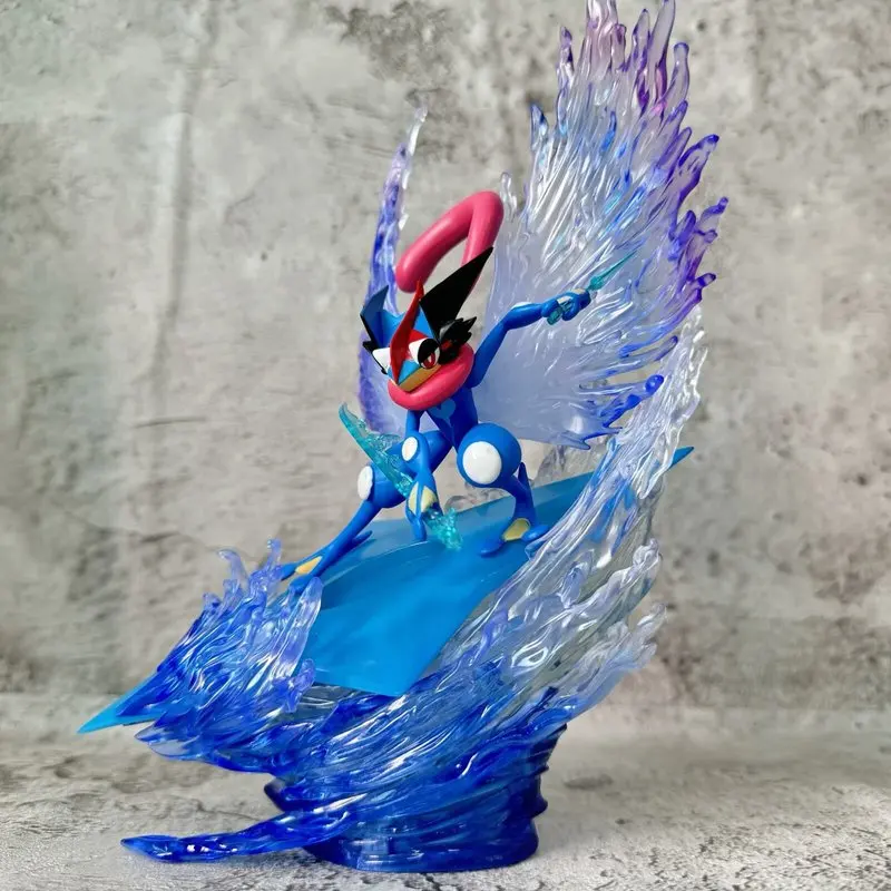 Four Leaf Clover Greninja with Light Up Base GK Figure Collectible Statue Scene Model Anime Desktop Decor Gift