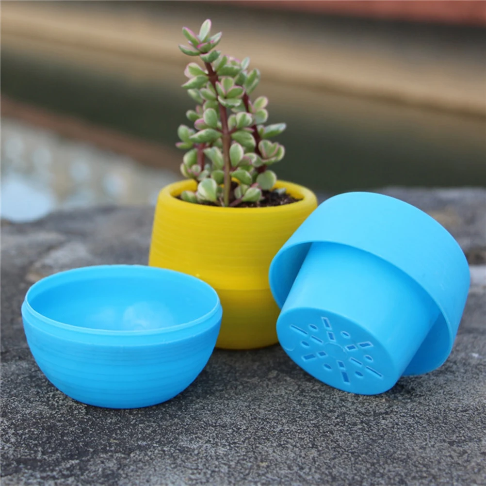 

Sturdy Resin Flower Pot For Succulents Cactus Durable Planter Home Office Decor Mini Round Yellow Color Succulent Plant Pot
