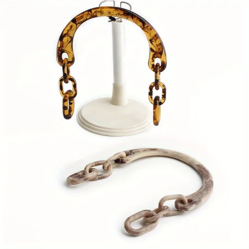 1 unidad de bolso de mano de resina en forma de U Beige de 13,2 cm/14,5 cm, bolso de hombro, cadena, bolso decorativo ámbar acrílico, accesorios de mango DIY