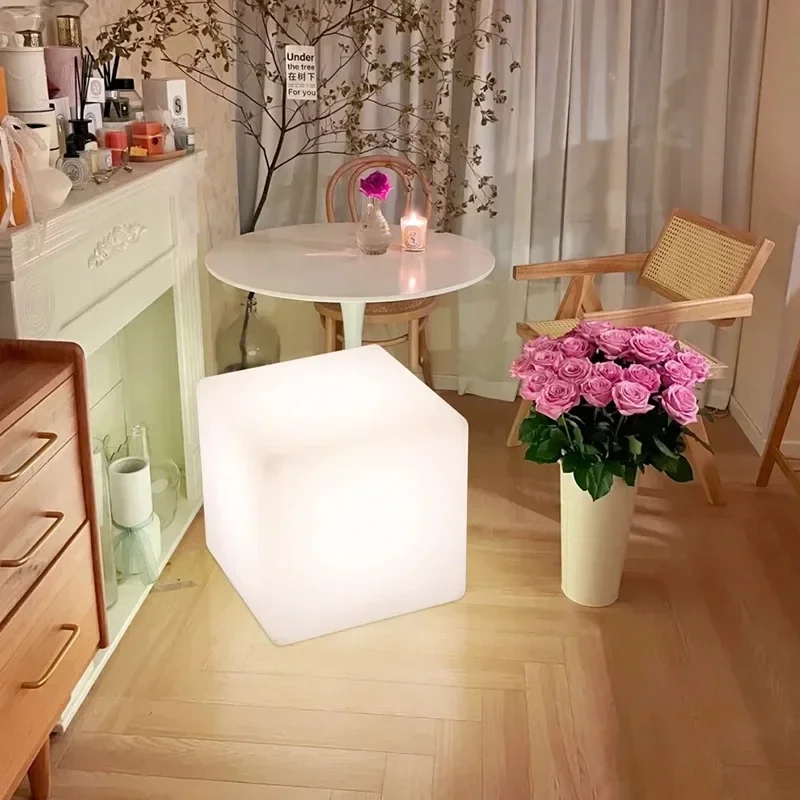 Floor Lamp Side Table Abs Frosted Controlle 3color Light Simple Square Bedside Living Room Sofa Corner Table