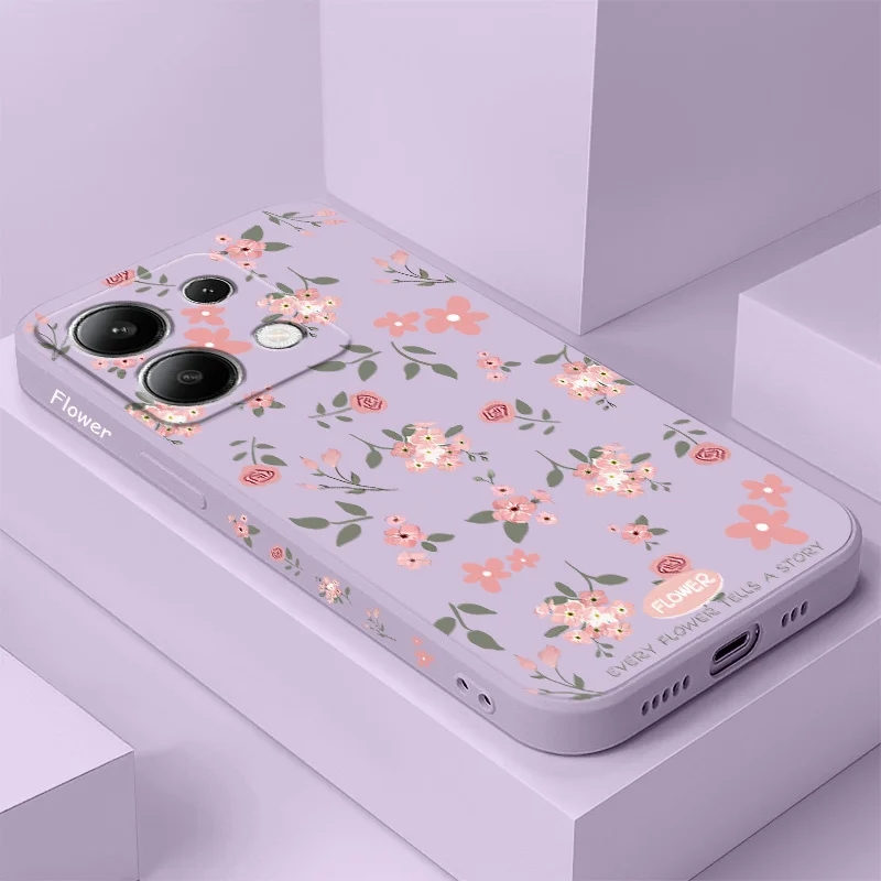 Floral Scent Phone Case For Xiaomi Redmi Note 14 13 12 12S 11 11S 10 10S 9 9S Pro Plus 4G 5G Liquid Silicone Cover