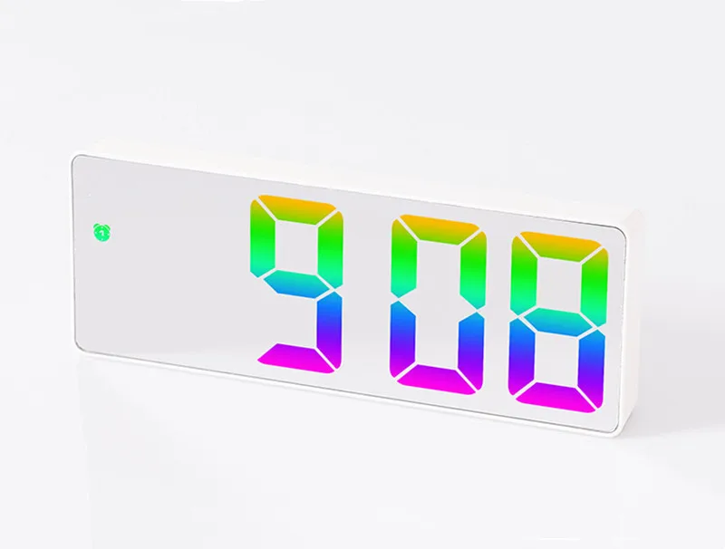 Sprachsteuerung Farbiger digitaler Wecker TEMP Datumsanzeige Nachtmodus Snooze Tischuhr Anti-Stab-Funktion 12/24H LED-Uhr – Detail 13