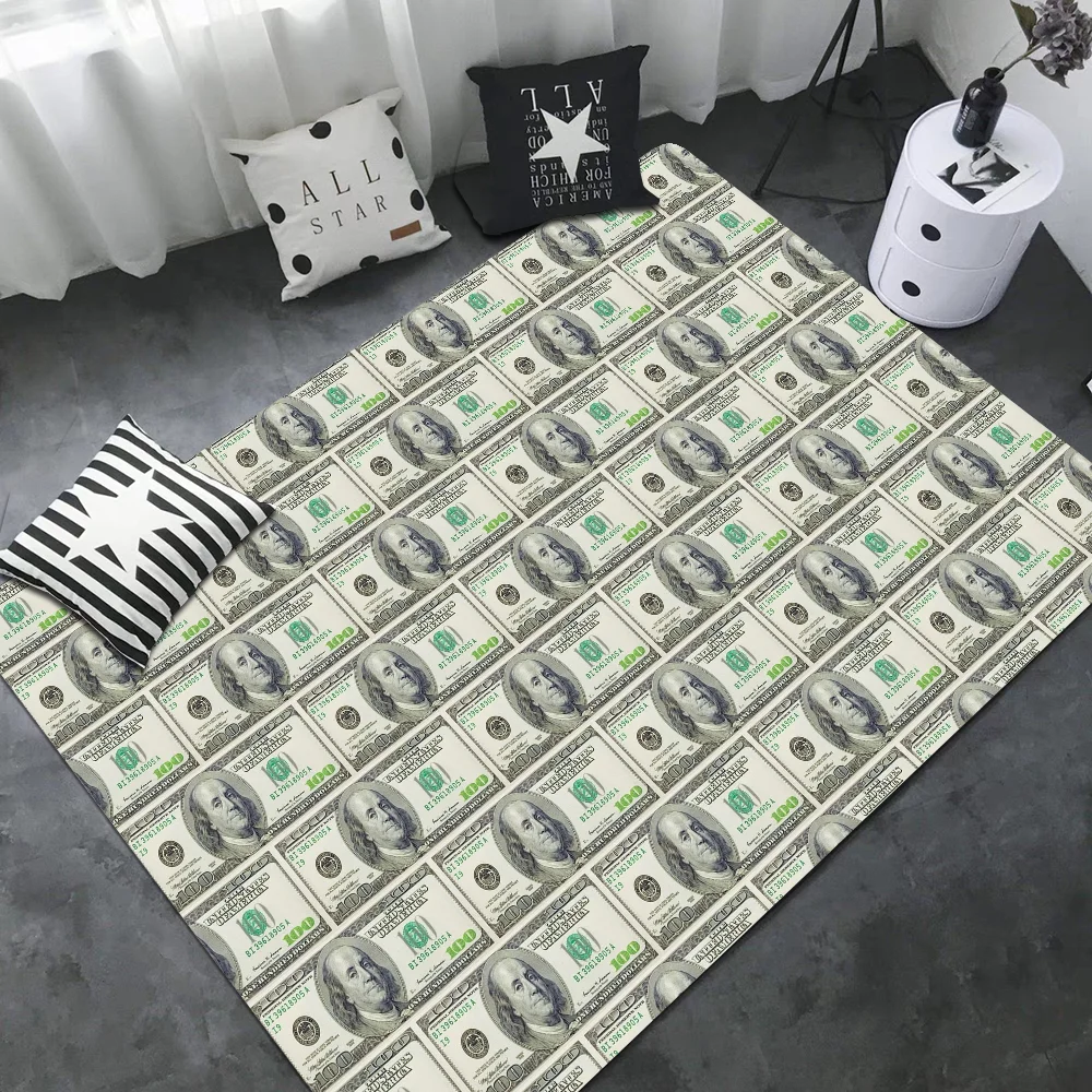 3D Dollar Euro Money Rich Floor Mat Floor Mat Non-Slip Laundry Room Mat Laundry Decor Balcony Child Living Room Bedside Mats