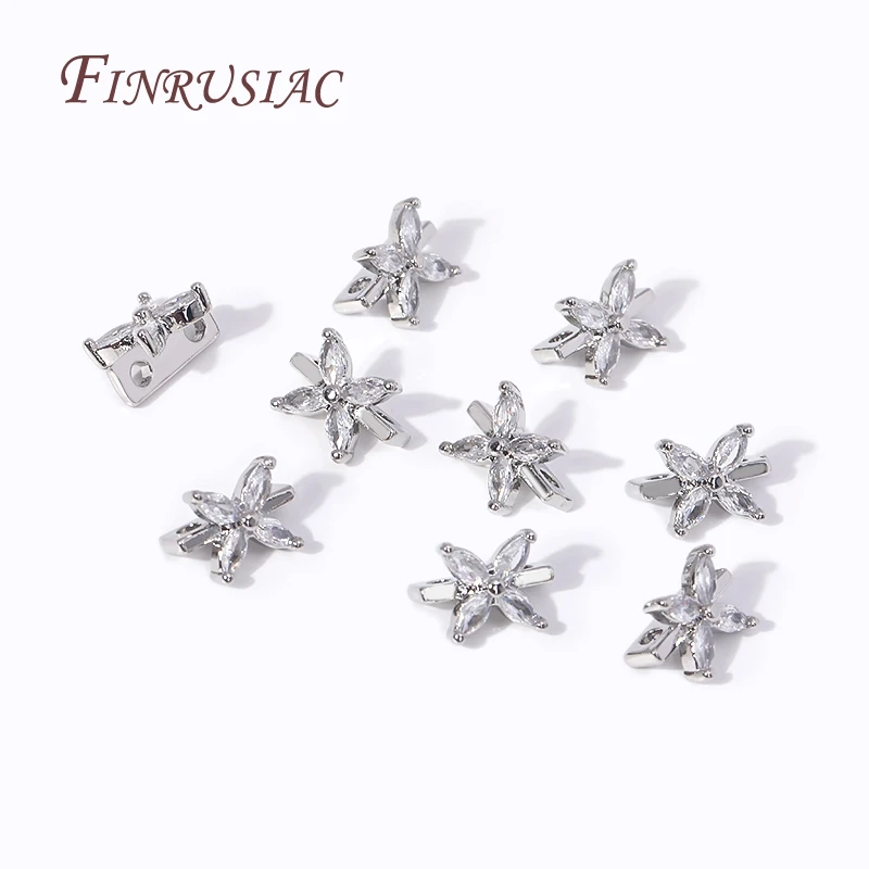 18K Gold Plated 2 Holes Bead Separators,Brass Zircon Spacer Bar,Separators For Beads DIY Jewelry Making Supplies Wholesale