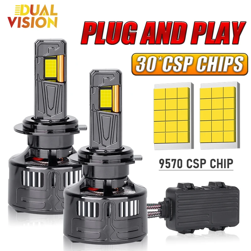 

DualVision H7 LED Canbus Headlight 9570 CSP 6000K H4 H1 H11 H9 H8 9005 9006 HB3 HB4 9012 HIR2 Turbo Fog Light High Low Beam 12V