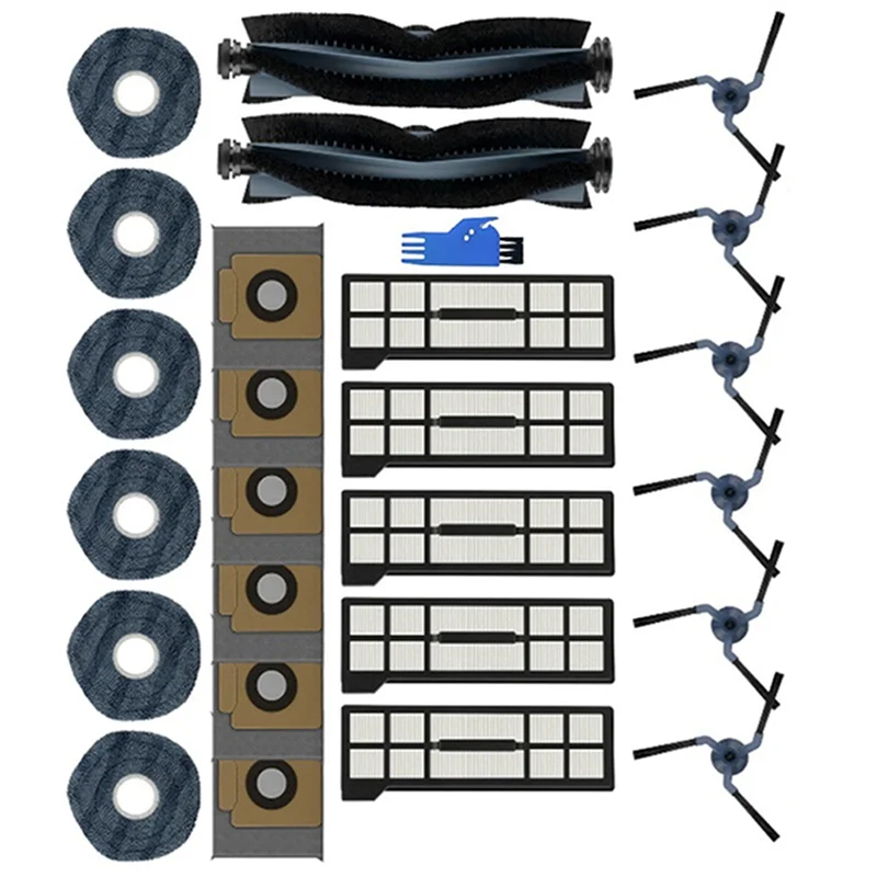 A05G-الفرش الجانبية الرئيسية ممسحة الملابس مرشحات HEPA أكياس الغبار استبدال عدة ل Eufy X10 Pro Omni روبوت فراغ الملحقات قطع الغيار