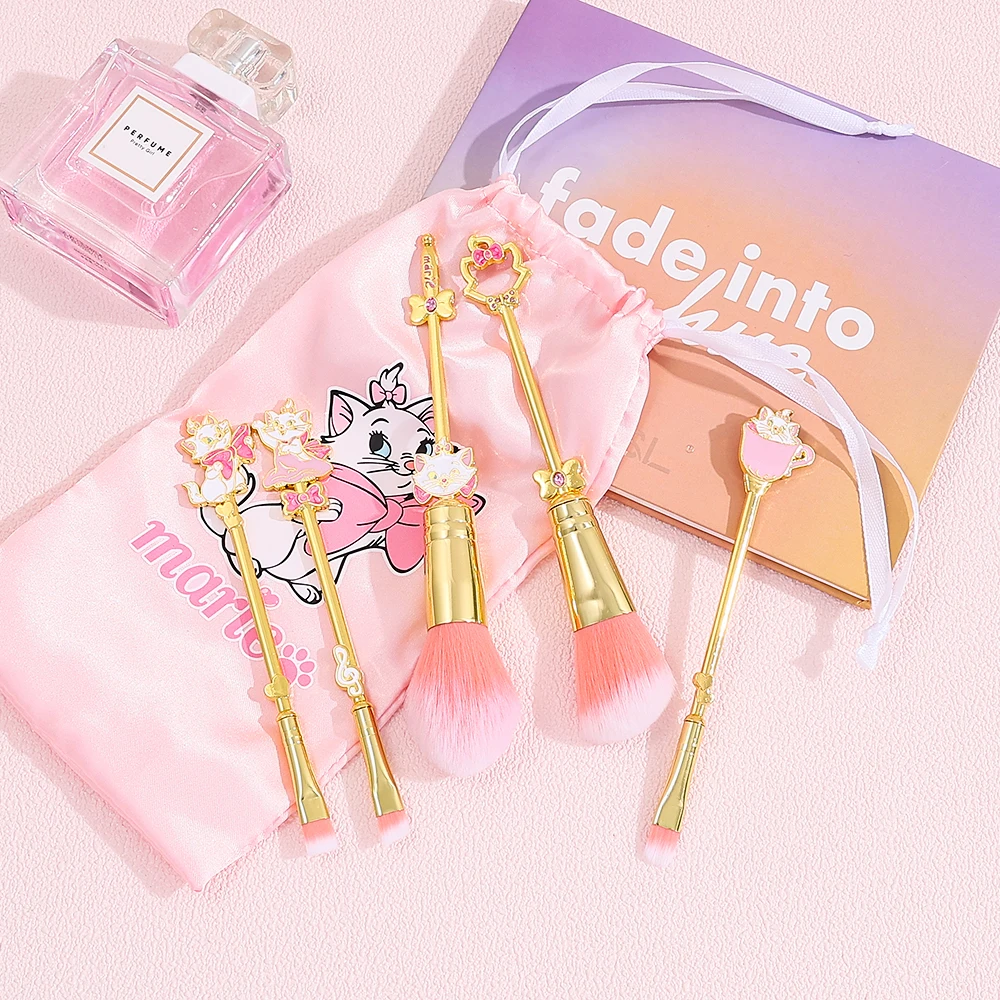 5本セット メアリーキャット メイクブラシ ユニークな漫画の形をしたメイクツール メタリックな質感 可愛いメアリーキャット アイシャドウブラシセット 女の子に最適